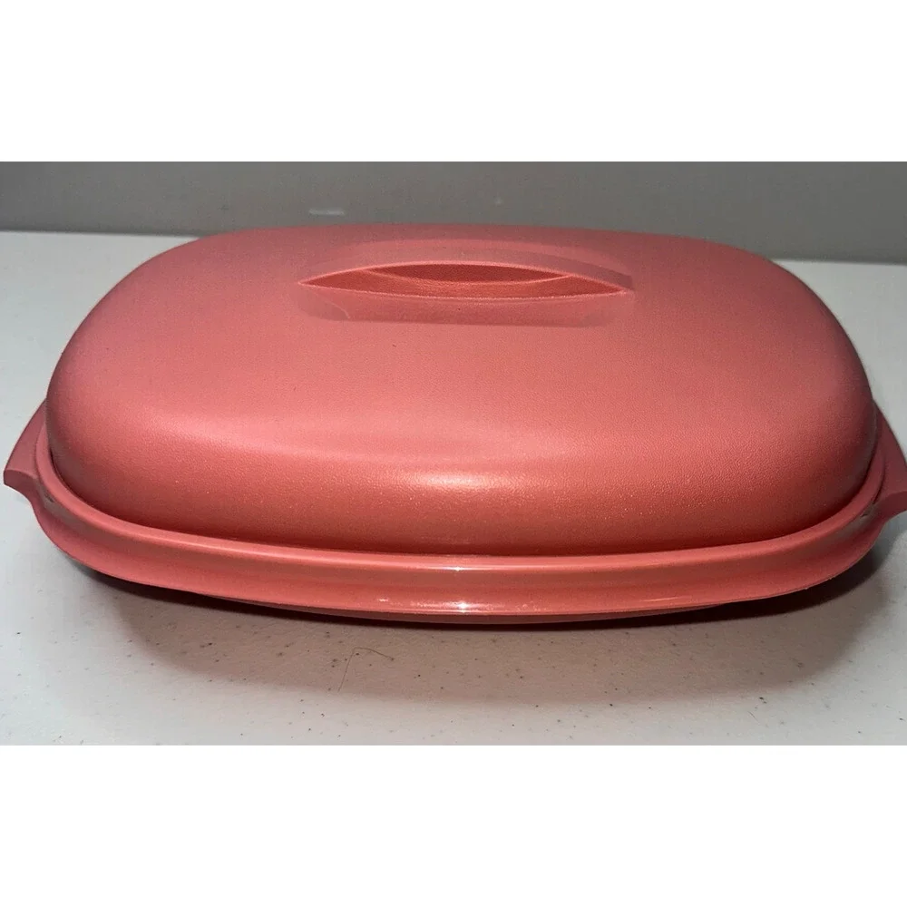 Vintage Tupperware Microwave Food Steamer 6 Cup Dusty Pink 3-Piece 1273-3